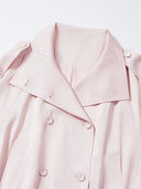 Peach-Pink Cropped Satin-Finish Linen Trench Coat