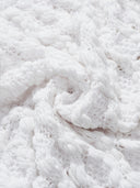 Cloud Textured Bubble-Knit Cropped Cardigan in White