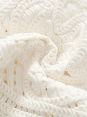 Cropped Knit Cardigan with Hand-Crafted Embroidery in Moonlight white