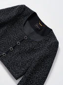 Black & White Mixed-weave Cropped Tweed Jacket
