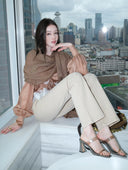ST2 High-Waisted Jeans in Warm Beige-Khaki Sand