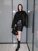 Mid-rise A-Line Buckle Skirt in Black