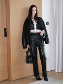 Straight Leather Trousers in Black