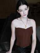 Hand-Crocheted Scalloped-Edge Knit Tube Top