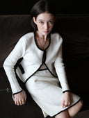Madeleine Bouclé Jacket with Round Neck in White