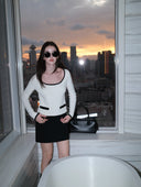 Madeleine Bouclé Crew-neck Top in White