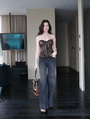 WL3 High-Waisted Straight-Leg Vintage-Wash Jeans