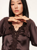 Romantic Rules: French Lace Blouse in Purple Coffee