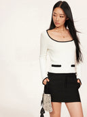 Low-Rise Tailored Mini Skirt in Black