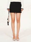 Low-Rise Tailored Mini Skirt in Black