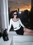 Madeleine Bouclé Crew-neck Top in White