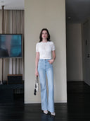 FL2 Mid-Rise Vintage-Wash Blue Kick-Flare Jeans