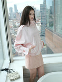 Peach-Pink Cropped Satin-Finish Linen Trench Coat