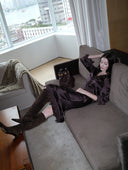 "Romantic Rules" French Lace Skirt in Purple Coffee