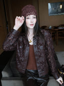 Floral Laser-Embroidered Faux Leather Jacket