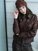 Floral Laser-Embroidered Faux Leather Jacket