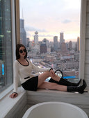 Madeleine Bouclé Crew-neck Top in White