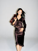 "Romantic Rules" French Lace Skirt in Purple Coffee