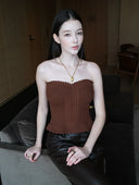 Hand-Crocheted Scalloped-Edge Knit Tube Top