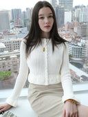 Lace Rose Knitted Cardigan in Moonlight white