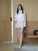 Peach-Pink Cropped Satin-Finish Linen Trench Coat