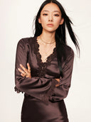 Romantic Rules: French Lace Blouse in Purple Coffee