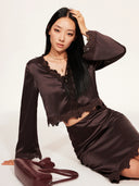 "Romantic Rules" French Lace Skirt in Purple Coffee