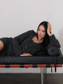 Black & White weave Tweed Mini Skirt