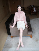 Mid-rise A-Line Buckle Skirt in Sandy Beige