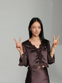 Romantic Rules: French Lace Blouse in Purple Coffee