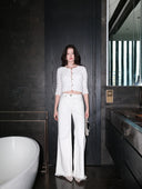 Cloud Textured Bubble-Knit Cropped Cardigan in White