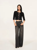 WL3 High-Waisted Straight-Leg Vintage-Wash Jeans