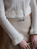 Lace Rose Knitted Cardigan in Moonlight white