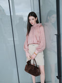 Mid-rise A-Line Buckle Skirt in Sandy Beige