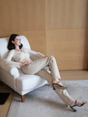 ST2 High-Waisted Jeans in Warm Beige-Khaki Sand