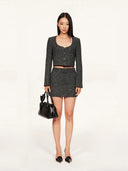 Black & White weave Tweed Mini Skirt