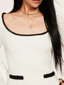 Madeleine Bouclé Crew-neck Top in White