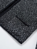 Shimmering Sequin Argyle Knit Cardigan in Stardust grey