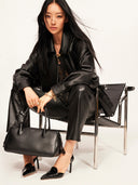 Straight Leather Trousers in Black