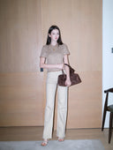 ST2 High-Waisted Jeans in Warm Beige-Khaki Sand