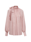 Lantern-sleeved Blouse with Tie-Neck Detail in Sakura pink