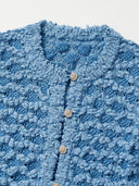 Cloud Textured Bubble-Knit Cropped Cardigan in Misty Blue