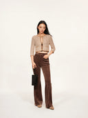 Shimmering Sequin Argyle Knit Cardigan in Sandy gold