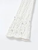 Rhinestone-Embellished Openwork Crochet Cardigan in White