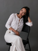 Cloud Textured Bubble-Knit Cropped Cardigan in White