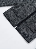 Shimmering Sequin Argyle Knit Cardigan in Stardust grey