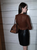 Lace Rose Knitted Cardigan in Caramel chestnut