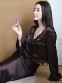 Romantic Rules: French Lace Blouse in Purple Coffee