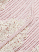 Wool-Cashmere Lace-Trimmed Flare-Sleeve Knit Cardigan in Sakura Pink