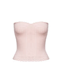 Hand-Crocheted Scalloped-Edge Knit Tube Top in Sakura Pink